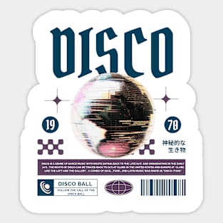 DISCO  - Grainy Mirror Ball (navy/lavender) Sticker